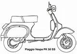 Vespa Scooter Coloring Piaggio 50 Pk Pages Drawing Printable Clipart Pdf Motorcycles Sketch sketch template
