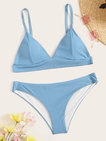 Seam Detail Triangle Bikini Set Bikini Triángulo Trajes De Bikini