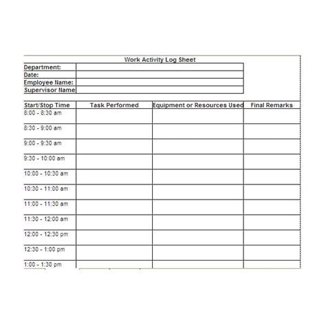 log sheet templates  sample templates