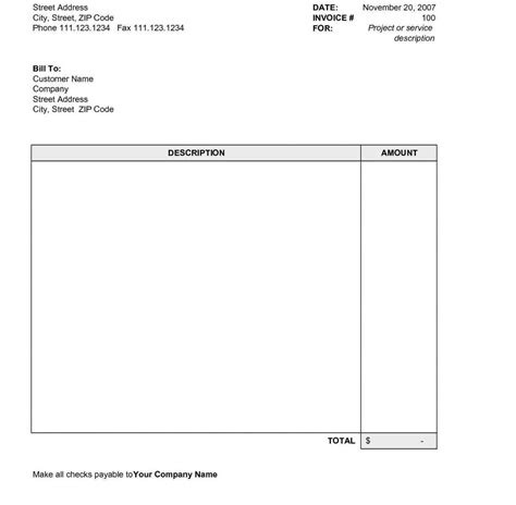 sample blank invoice template  word  sample blank invoice