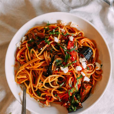 pasta alla norma with roasted eggplant and tomatoes the woks of life