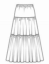 Skirt Maxi Tiered Burdastyle Pattern Sewing Burda Falda Jupe Patterns Diy Skirts Dress Pleated Tier Faldas Fashion Project Patrones Details sketch template
