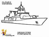 Battleship Naval Yescoloring Frigate Crayon Submarine sketch template