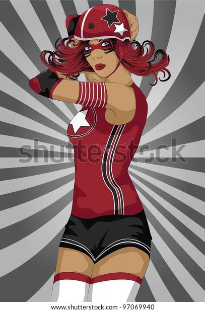 sexy roller derby sports girl funky stock vector royalty