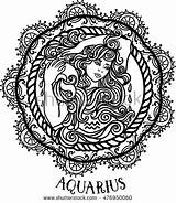 Aquarius Aztec Astrology Zentangle Nello Acquario Dettagliato Azteco Filigree Zodiac Designlooter Constellation Shutterstock sketch template