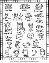 Coloring Food Pages Breakfast Kids Menu Color Printable Rocks Books Items English Sheet Kitchen Cute Recipes Dover Cat Inglese Pizza sketch template
