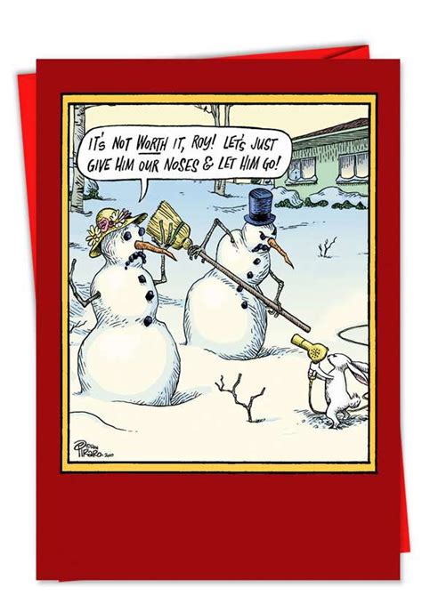snowman rabbit funny christmas card
