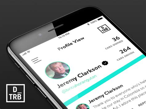 drive tribe app profile screen ios concept jeremy clarkson tribe