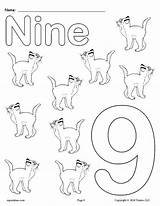 Number Coloring Pages Numbers Printable Animal Worksheets Preschool Kids Sheet Color Nine Toddlers Preschoolers Cats Crafts Lesson Activities Animals Counting sketch template