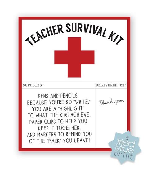 printable teacher survival kit label printable