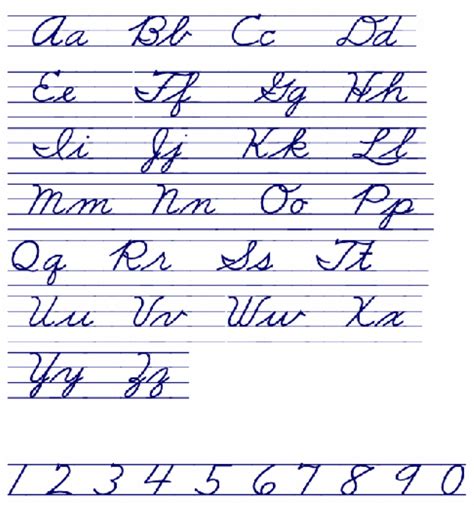 cursive writing chart     formtemplate