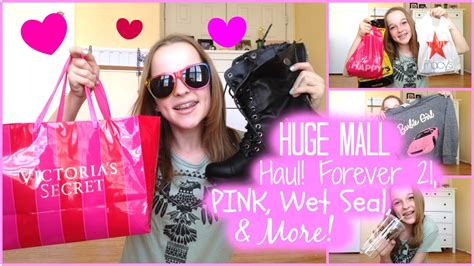 huge mall haul forever 21 pink wet seal and more youtube
