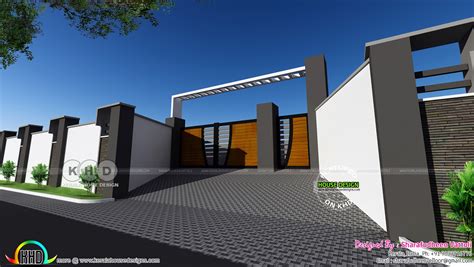 modern home  floor plan  compound wall design kerala home
