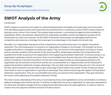 swot analysis   army essay  studyhippocom
