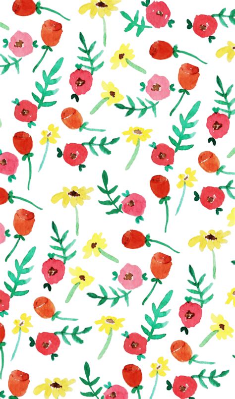 spring watercolor flower pattern illustration telephone