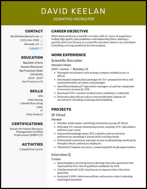 top recruiter resume examples  worked
