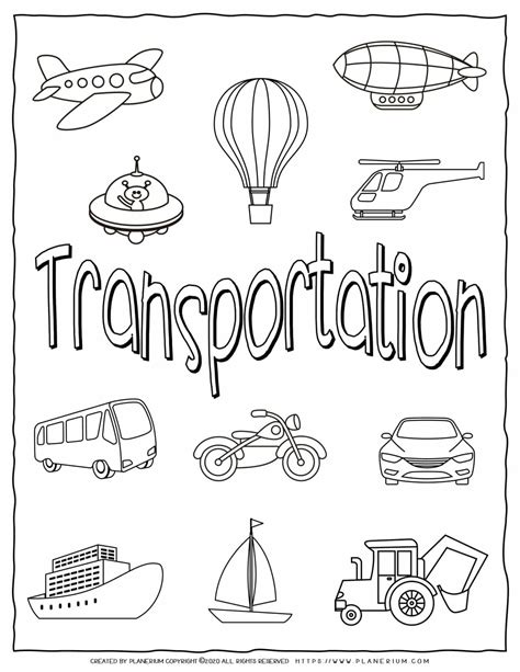 transportation coloring page planerium