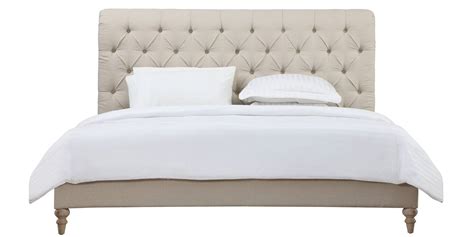 cesar queen size upholstered bed in beige colour dreamzz