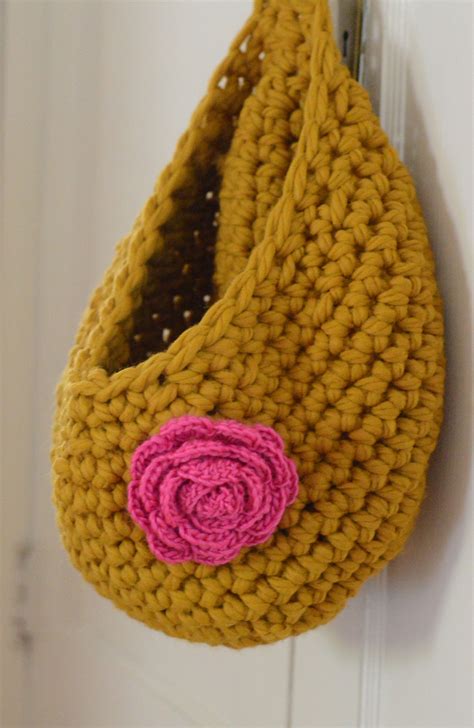 crochet  chunky hanging bag     knit  crochet tote