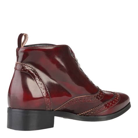 burgundy patent leather zip brogue ankle boots heel cm brandalley