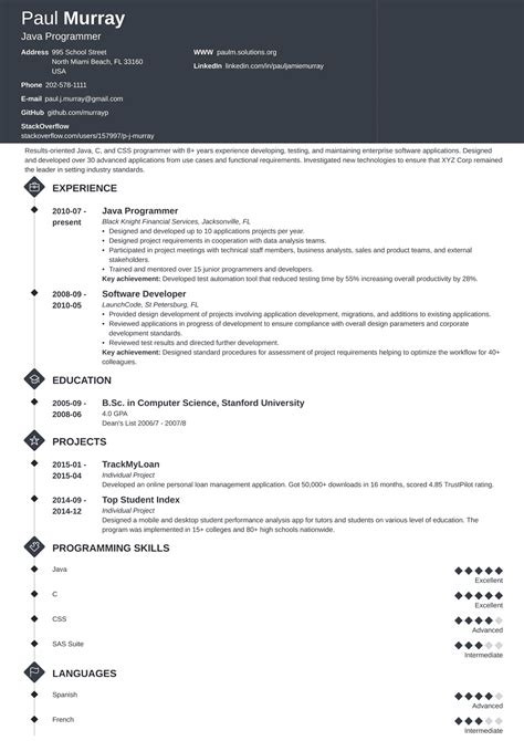 programmer resume examples templates