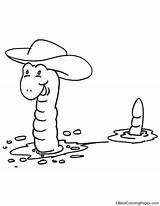 Hat Coloring Earthworm Kids sketch template