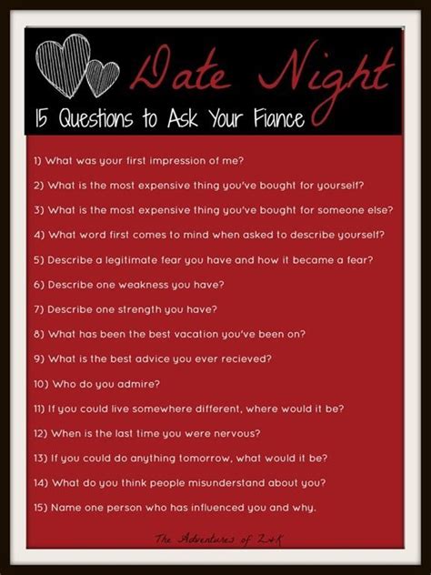 Date Night 15 Questions To Ask Your Fiance