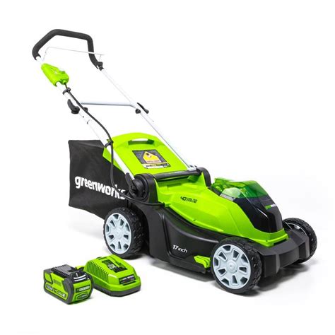 greenworks  volt lithium ion   push cordless electric lawn mower