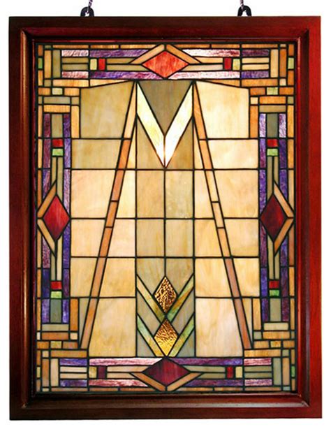 Tiffany Style Mission Glass Window Panel Craftsman