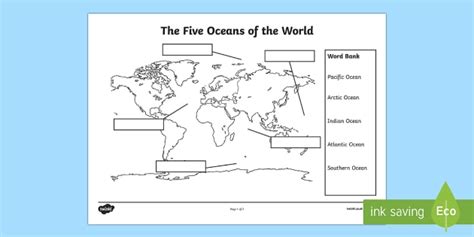 oceans map labelling activity