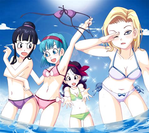 rule 34 android 18 beach bikini bulma briefs chichi dragon ball dragon ball z female female