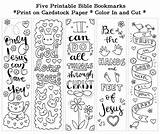 Bookmarks Bible Printable Color Christian Cute Coloring Bookmark Kids Pages Scripture Verse Instant Template Five Verses Craft Colouring Book Sunday sketch template