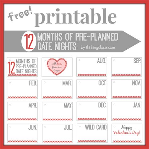 Free 12 Months Of Pre Planned Date Night Printables Free