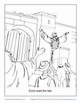 Ezra Coloring Pages Law Bible Kids Nehemiah School Activities Activity Sunday Crafts Craft Temple Preschool Printable Read Preaching Story Lessons sketch template