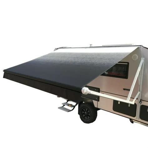rv motorized retractable patio awning fabric camper trailer    ft black fade  picclick