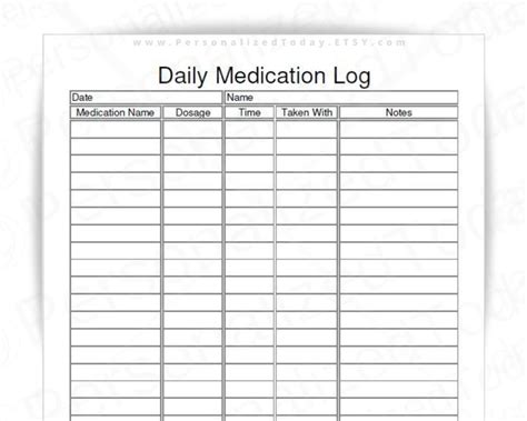 daily medication tracker fillable  printable  digital etsy