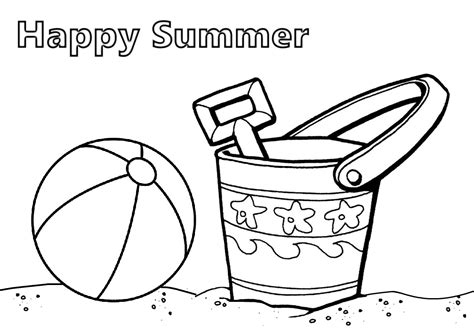 summer beach coloring pages beach ball  sand bucket picture  kids