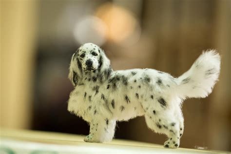 dollhouse miniature dog english setter standing artist etsy