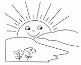 Sun Rise Coloring Pages Kids Drawings Colorings sketch template