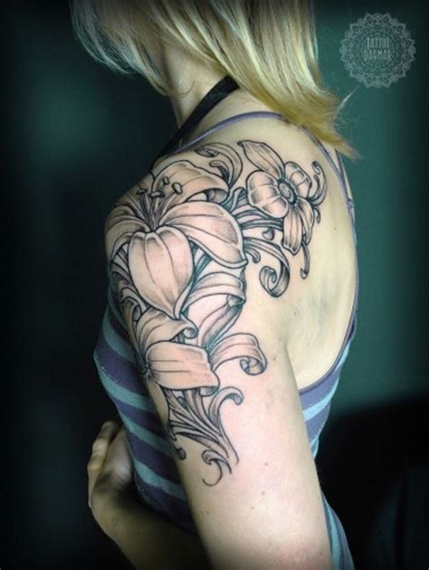 35 Pretty Lily Flower Tattoo Designs Quarter Sleeve