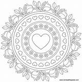 Mandala Roses Color Forget Coloring Nots Pages Valentine Birthday Mandalas Rose Volwassenen Colouring Printable Print Heart Adults Valentines Happy Simple sketch template