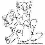 Wolf Coloring Pages Anime Cute Pups Lineart Two Pack Firewolf Wolves Print Drawing Puppy Baby Printable Drawings Sketch Pup Color sketch template