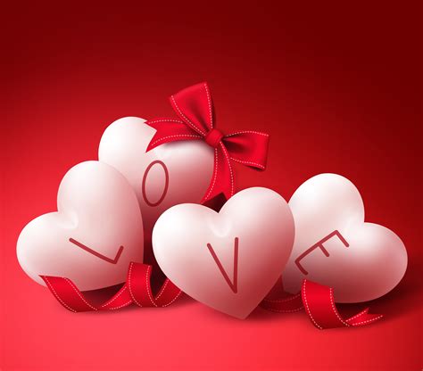 white  red heart shaped love  illustration hd
