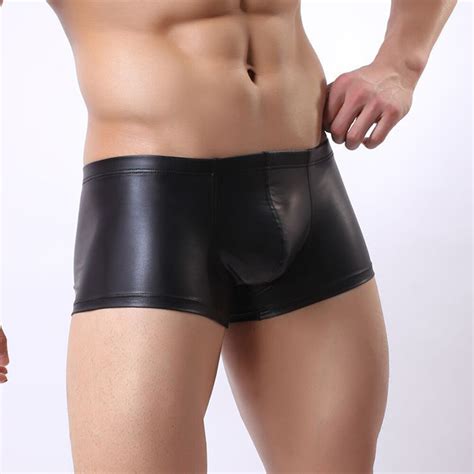 sexy lingerie faux leather men underwear u convex pouch