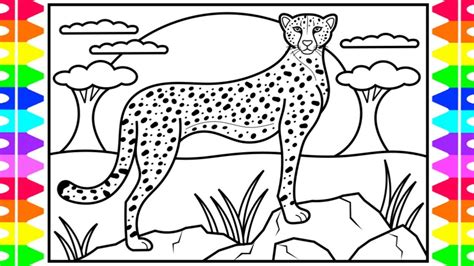 cheetah coloring page  kids bunny picks flowers coloring page kids