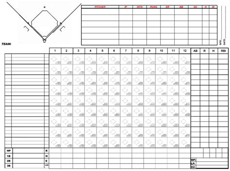 printable baseball scorecard  pitch count ms excel templates
