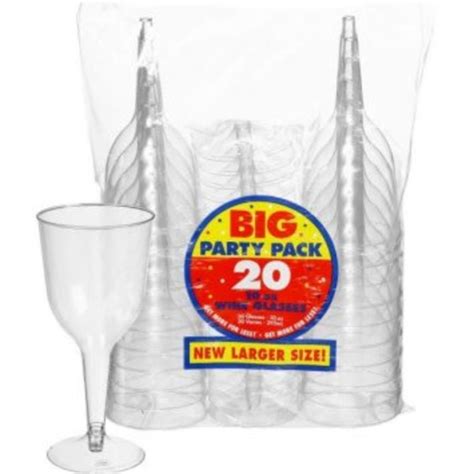 big party pack clear plastic wine glasses 10oz 20ct pop party supply