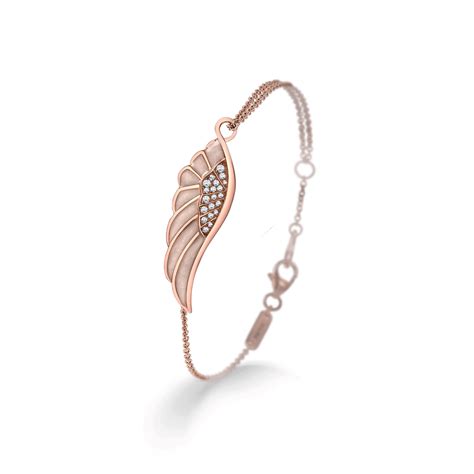 wings reflection spring enamel bracelet in 18ct rose gold with