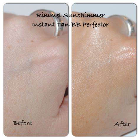 rimmel sunshimmer instant tan bb perfector review swatches  ree