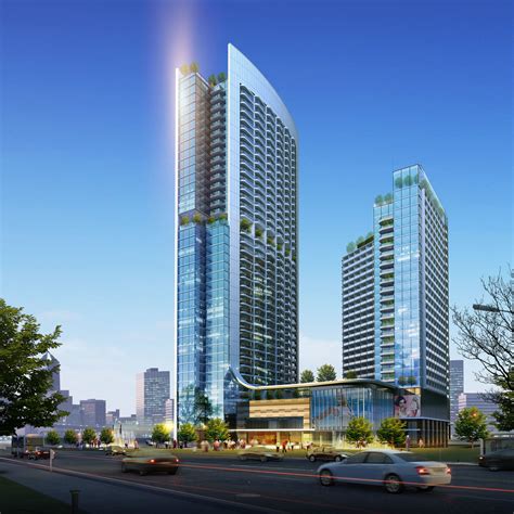 detailed high rise building complex  model max obj mtl tga  facade